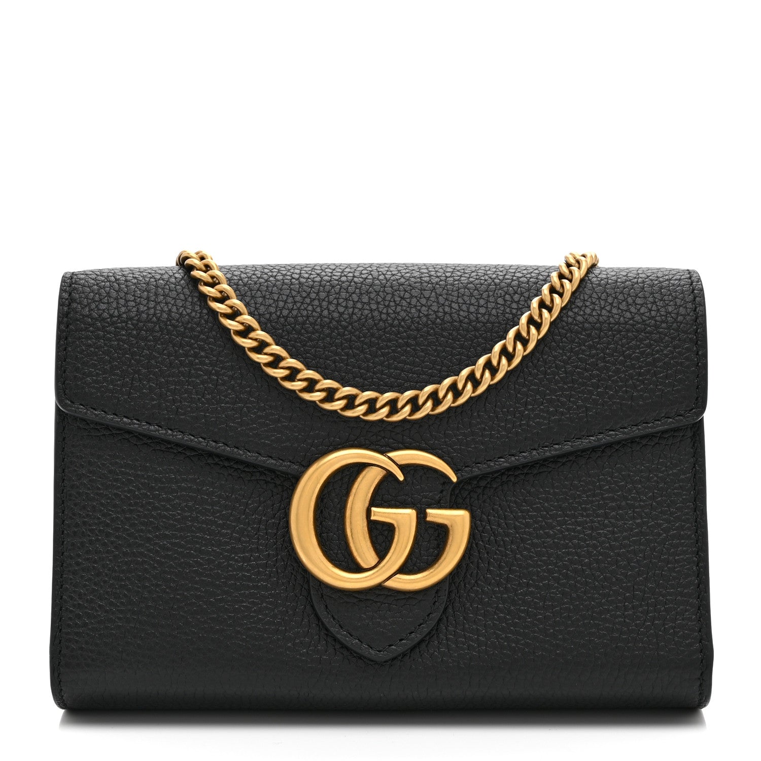 Gucci Calfskin GG Marmont Chain Wallet Black 1 of 10