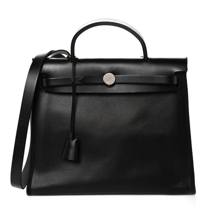 Hermes Toile H Berline Vache Hunter Herbag Zip PM 31 Black Ecru 3 of 13