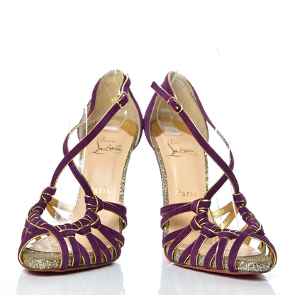 Christian Louboutin Suede Mignons 120 Sandals 37.5 Amethyst 6 of 11
