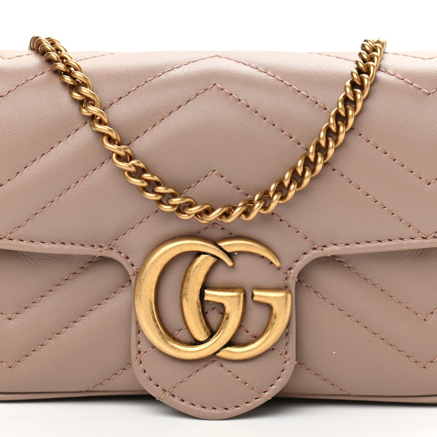 Calfskin Matelasse Super Mini GG Marmont Shoulder Bag Porcelain Rose