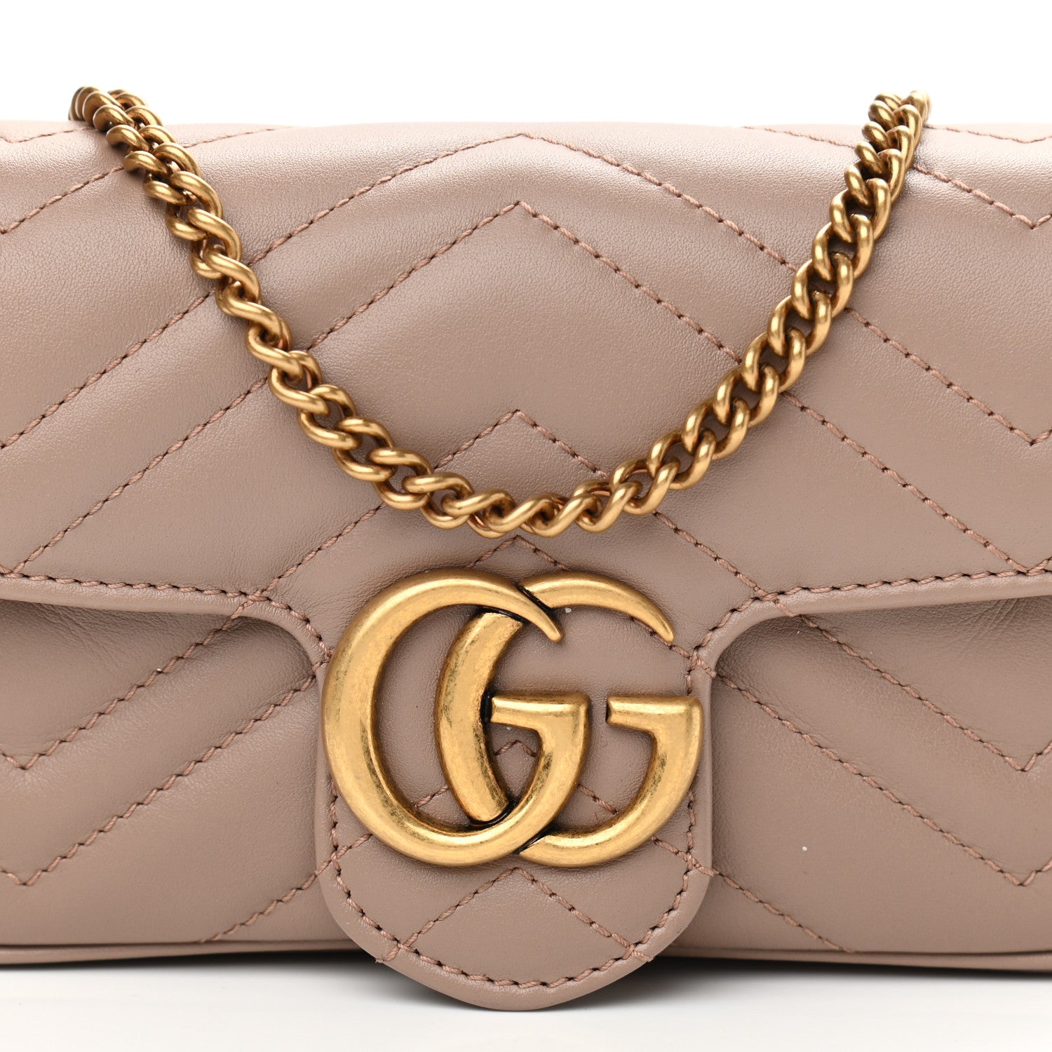 Gucci Calfskin Matelasse Super Mini GG Marmont Shoulder Bag Porcelain Rose 11 of 12