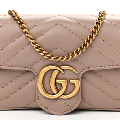 Gucci Calfskin Matelasse Super Mini GG Marmont Shoulder Bag Porcelain Rose 11 of 12
