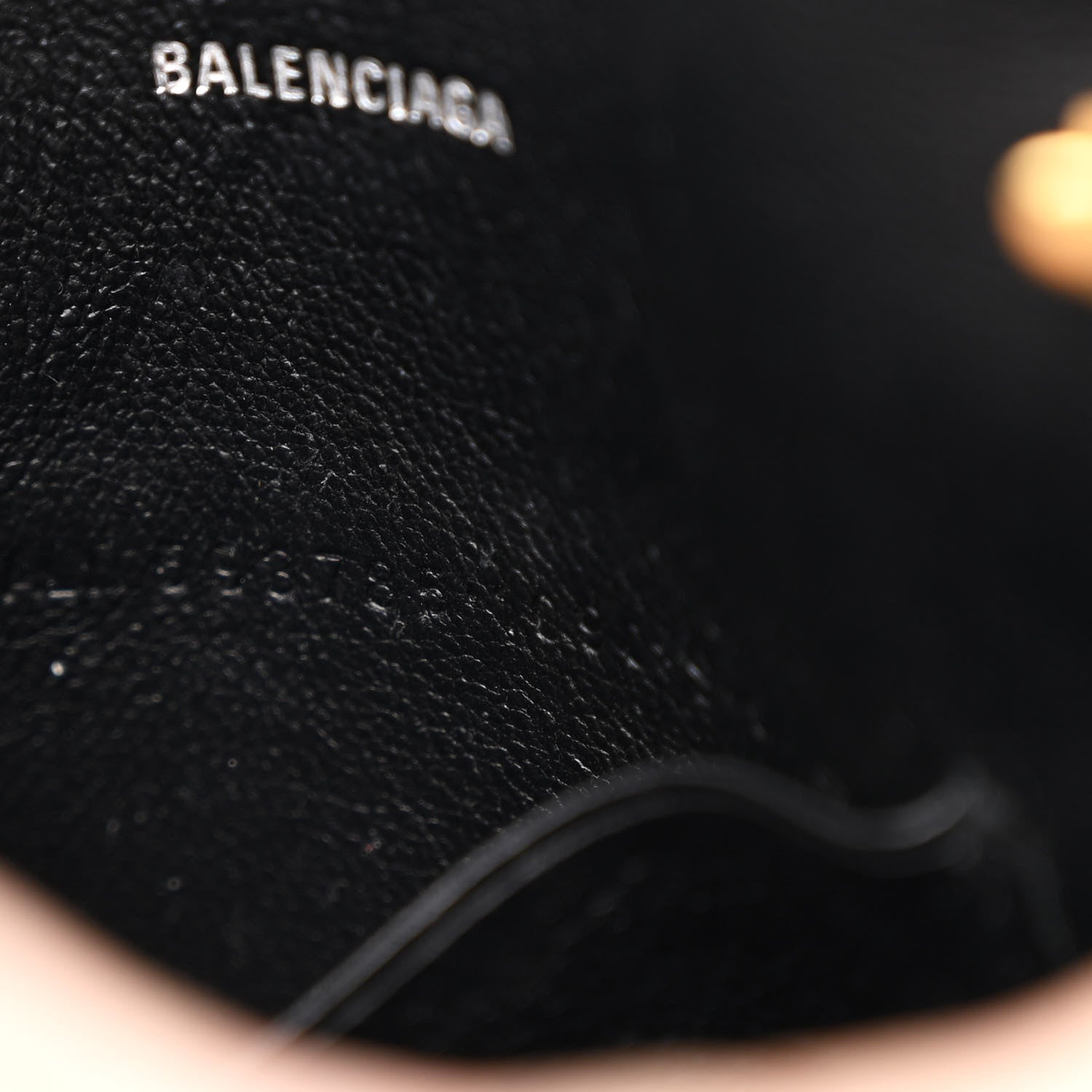 Balenciaga Grained Calfskin Logo Cash Phone Holder Wallet On Chain Black White 7 of 12