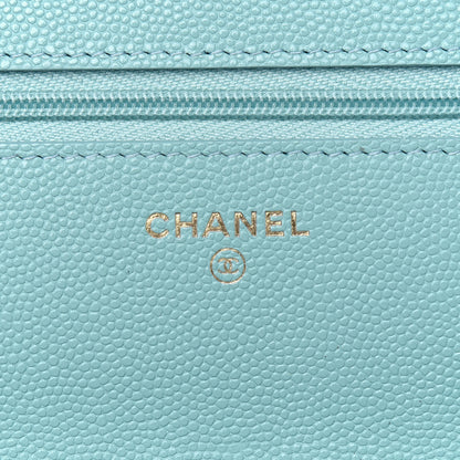 Chanel Caviar Quilted Wallet On Chain WOC Light Blue 6 of 13