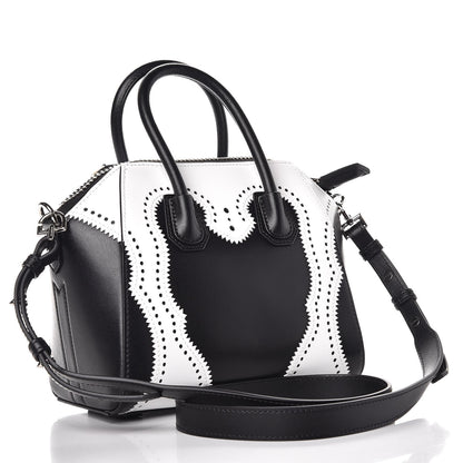 Givenchy Calfskin Brogue Mini Antigona Black White 3 of 7