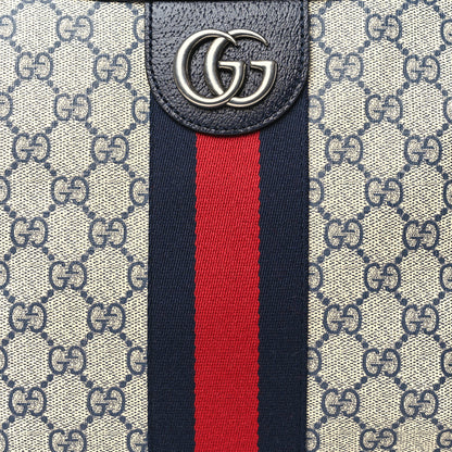 Gucci GG Supreme Monogram Textured Dollar Calfskin Web Small Ophidia Half Moon Hobo Beige Blue 8 of 10