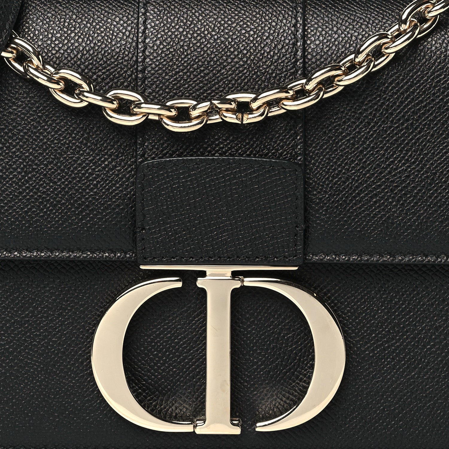 Christian Dior Grained Calfskin Embossed 30 Montaigne Chain Flap Bag Black 8 of 10