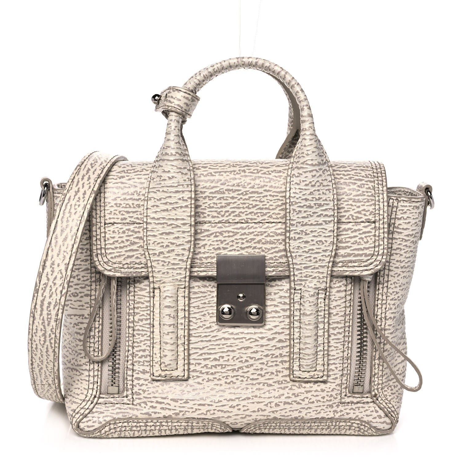 3.1 Phillip Lim Shark Embossed Textured Calfskin Mini Pashli Satchel Ivory Dove 1 of 10