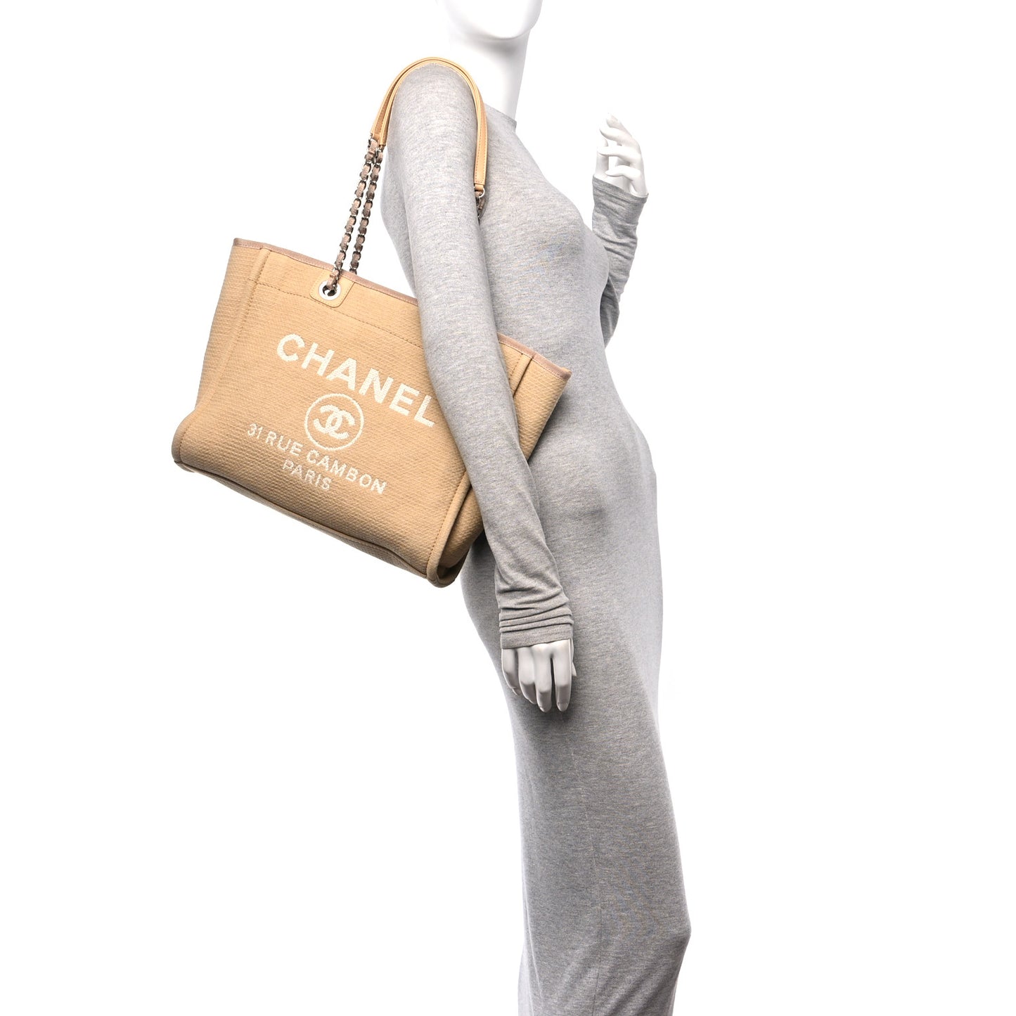 Mixed Fibers Small Deauville Tote Beige