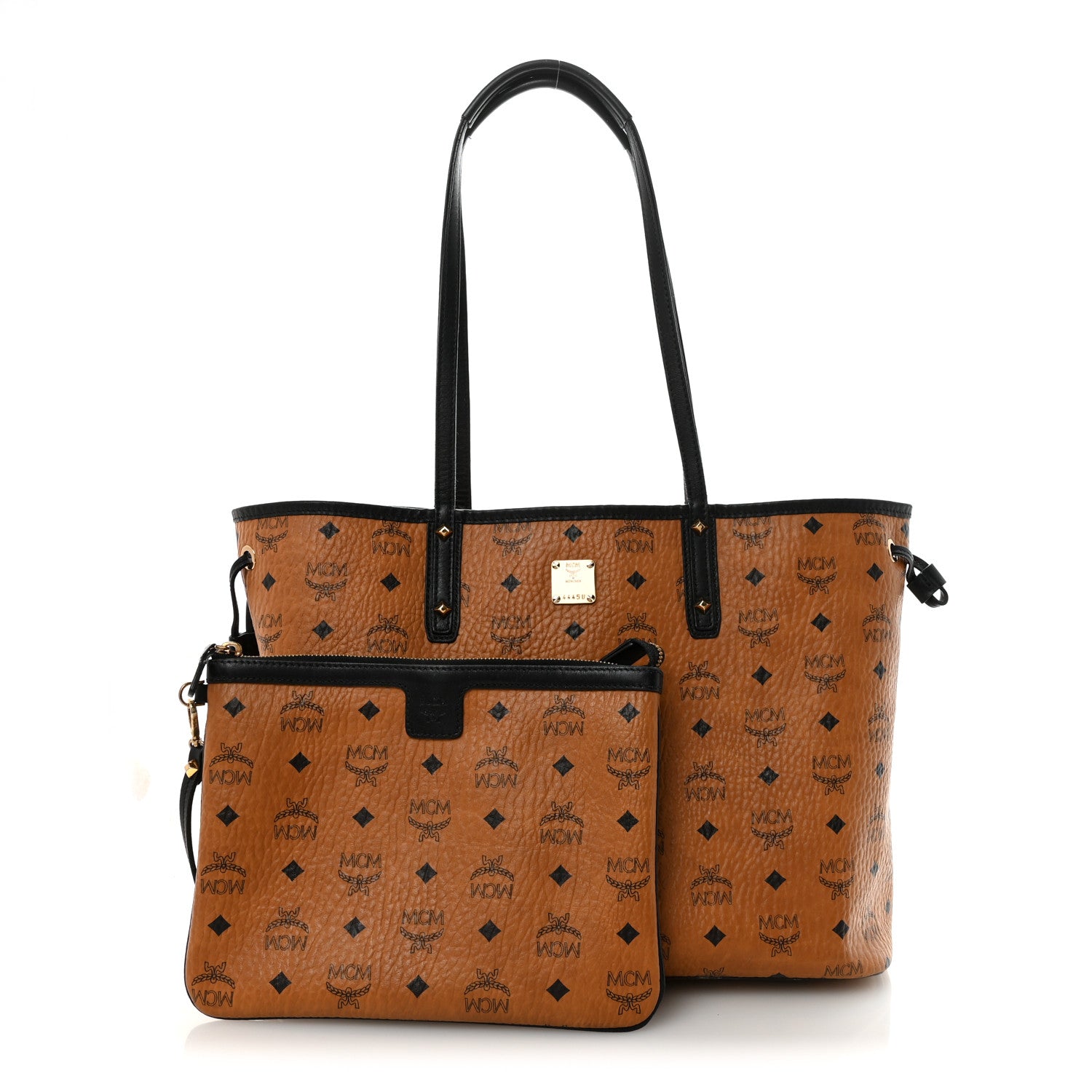 MCM Visetos Medium Project Reversible Shopper Tote Cognac 3 of 10