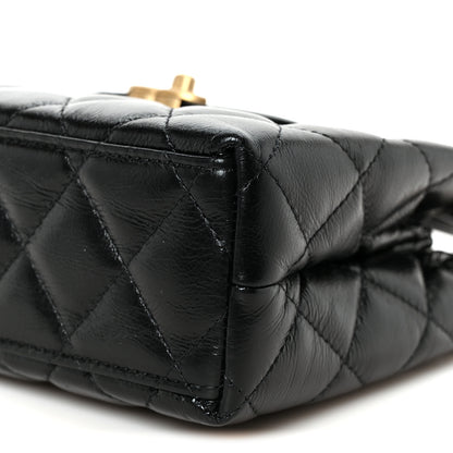Chanel Shiny Aged Calfskin Quilted Nano Kelly Shopper Black 10 of 10