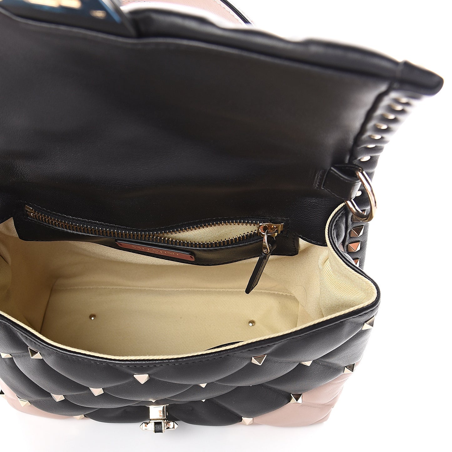 Nappa Medium Candystud Top Handle Bag Black Poudre
