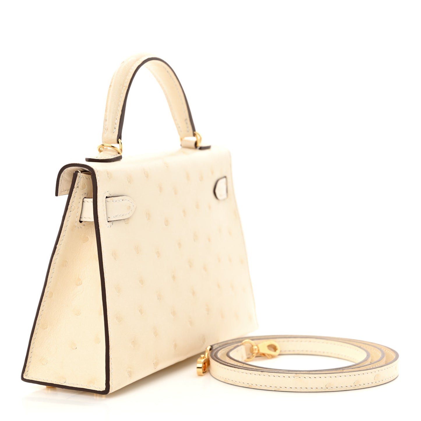 Ostrich Kelly Sellier Mini 20 Nata