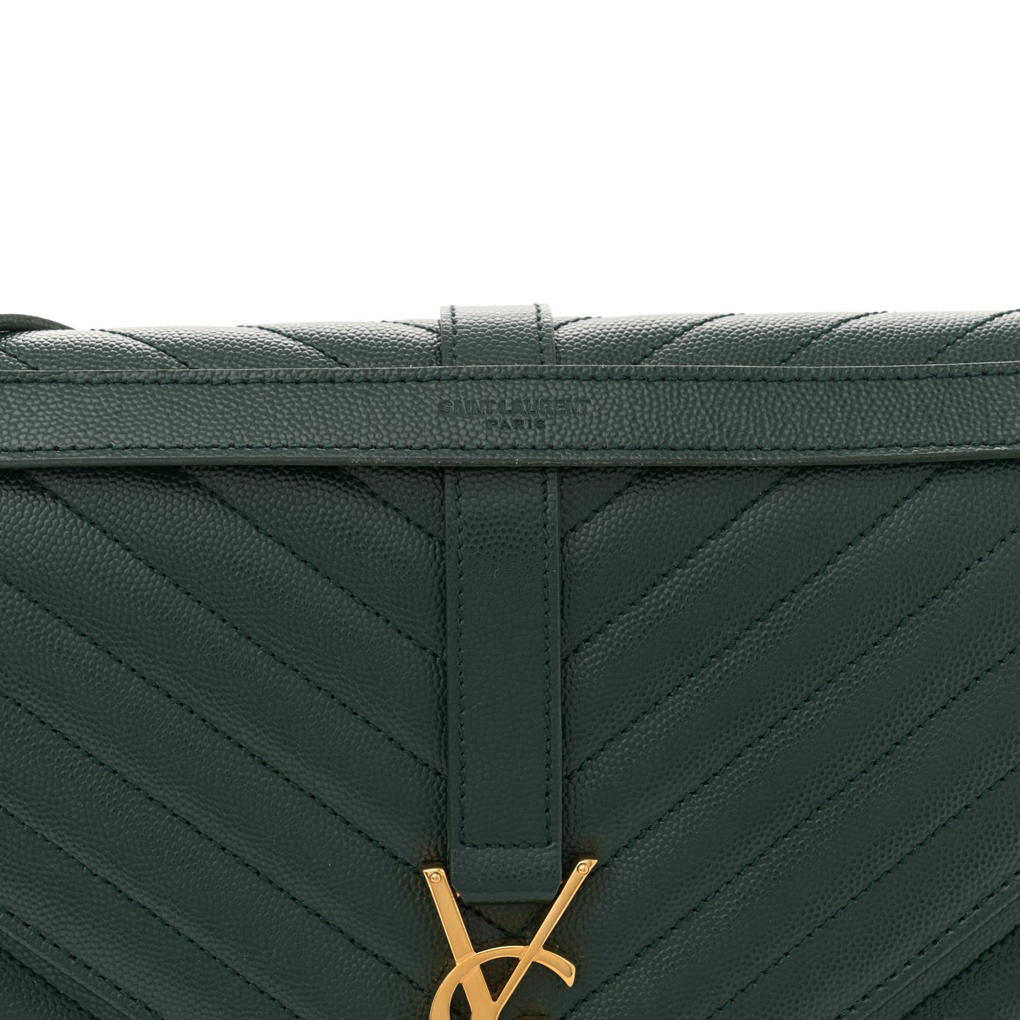 Grain De Poudre Matelasse Chevron Large Monogram Satchel Dark Green