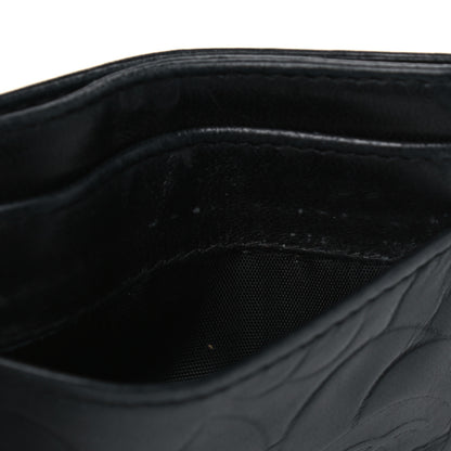 Chanel Lambskin Camellia Embossed Card Holder Black 6 of 8