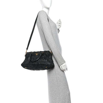 Prada Nappa Gaufre Shopping Satchel Black 2 of 10