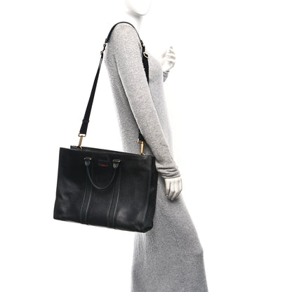Gucci Grained Calfskin Web Top Handle Tote Black 2 of 11