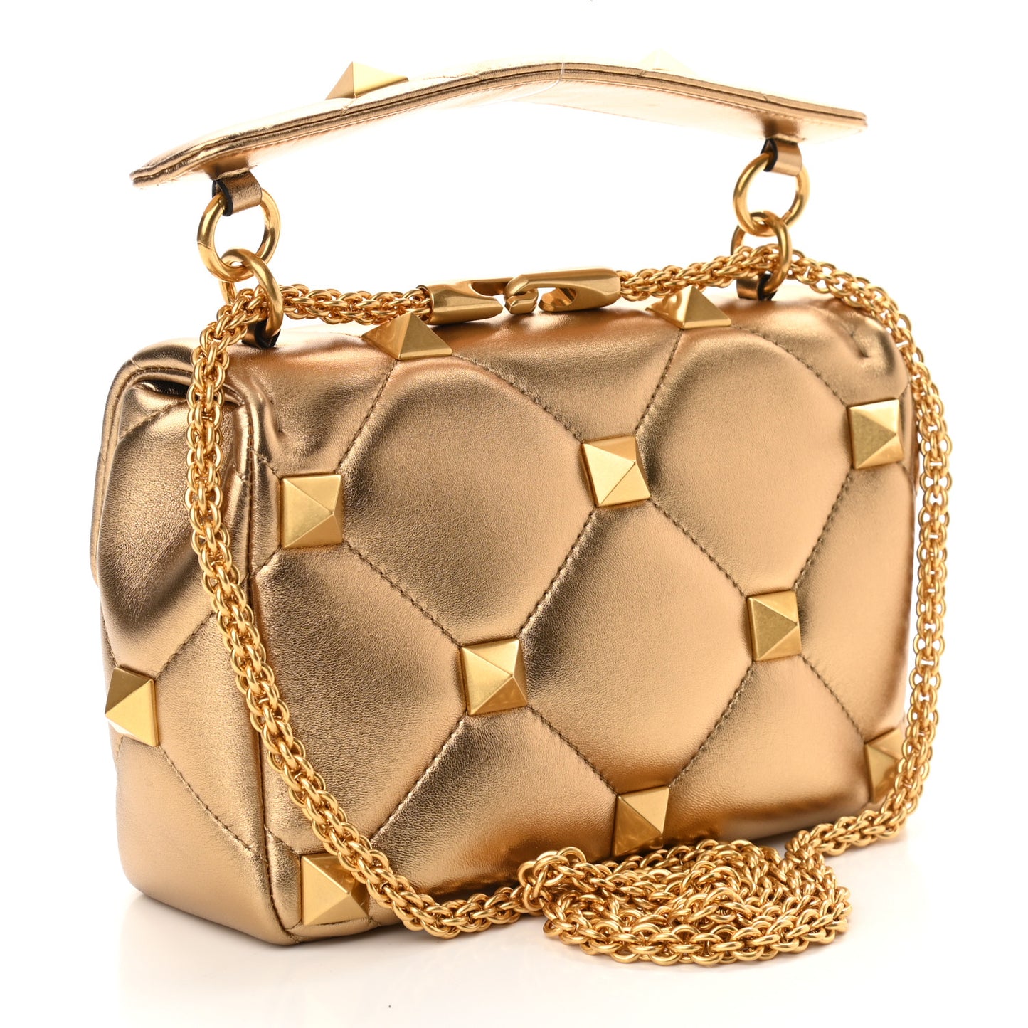 Nappa Medium Roman Stud Shoulder Bag Antique Brass