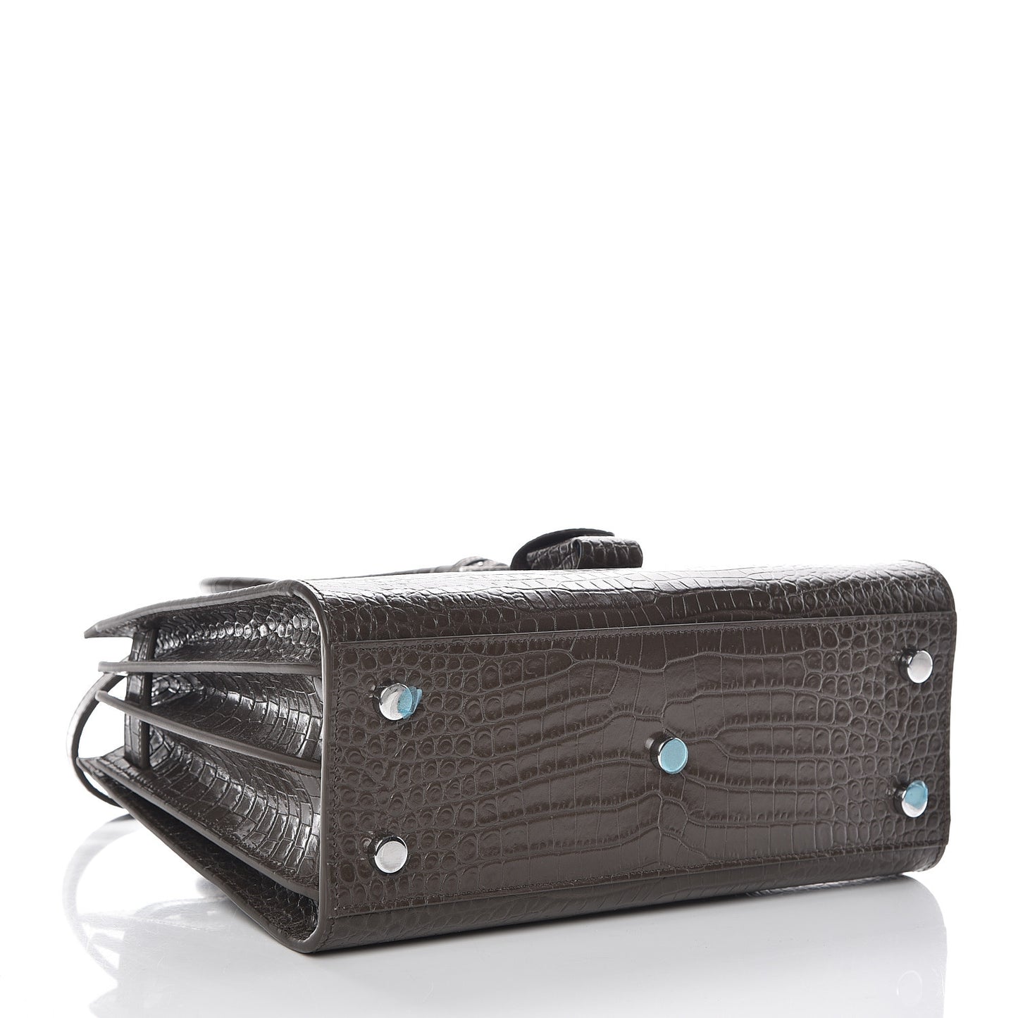 Calfskin Crocodile Embossed Baby Sac De Jour Dark Brown