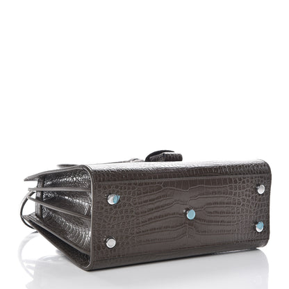 Saint Laurent Calfskin Crocodile Embossed Baby Sac De Jour Dark Brown 4 of 10