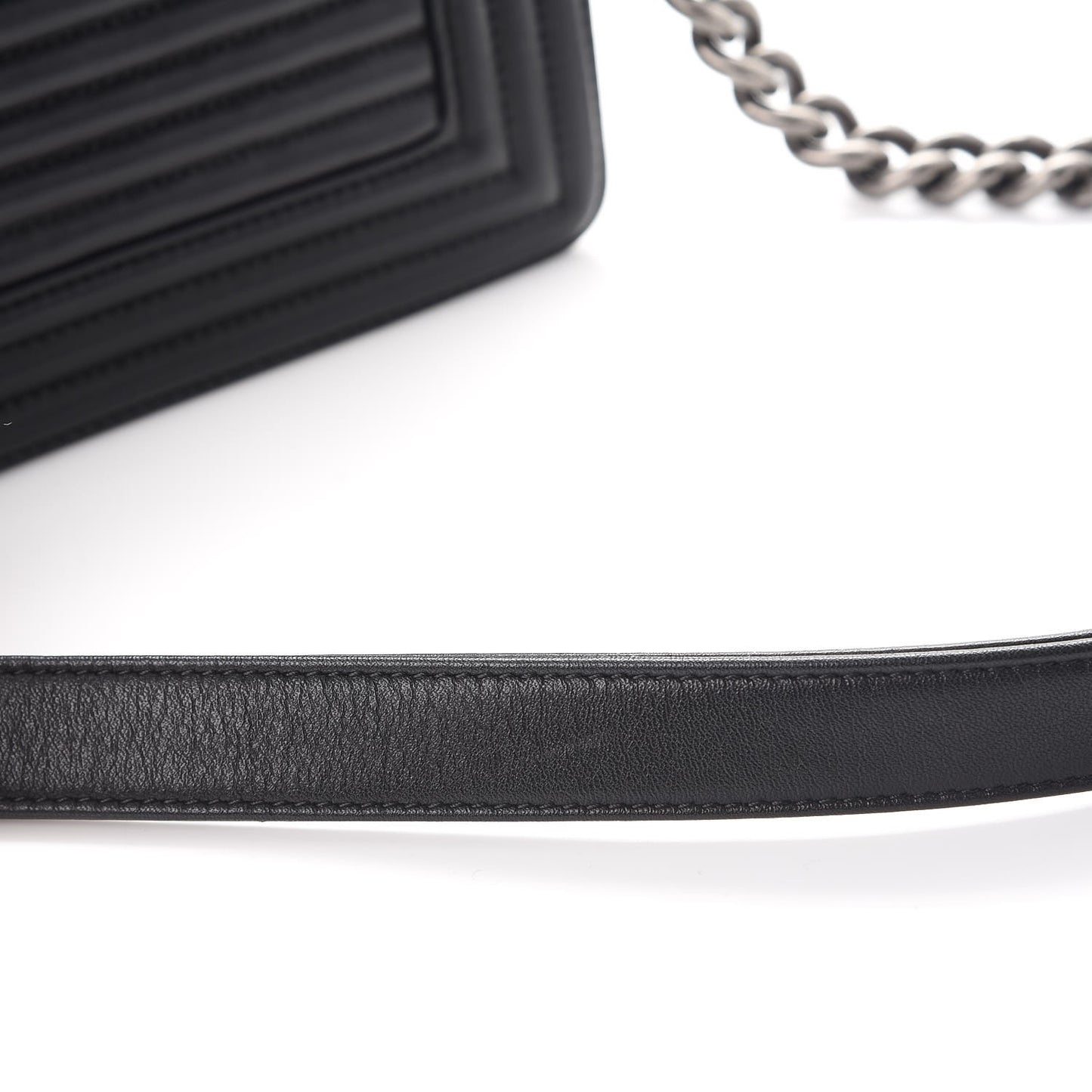 Calfskin Horizontal Quilted Small Boy Flap Black