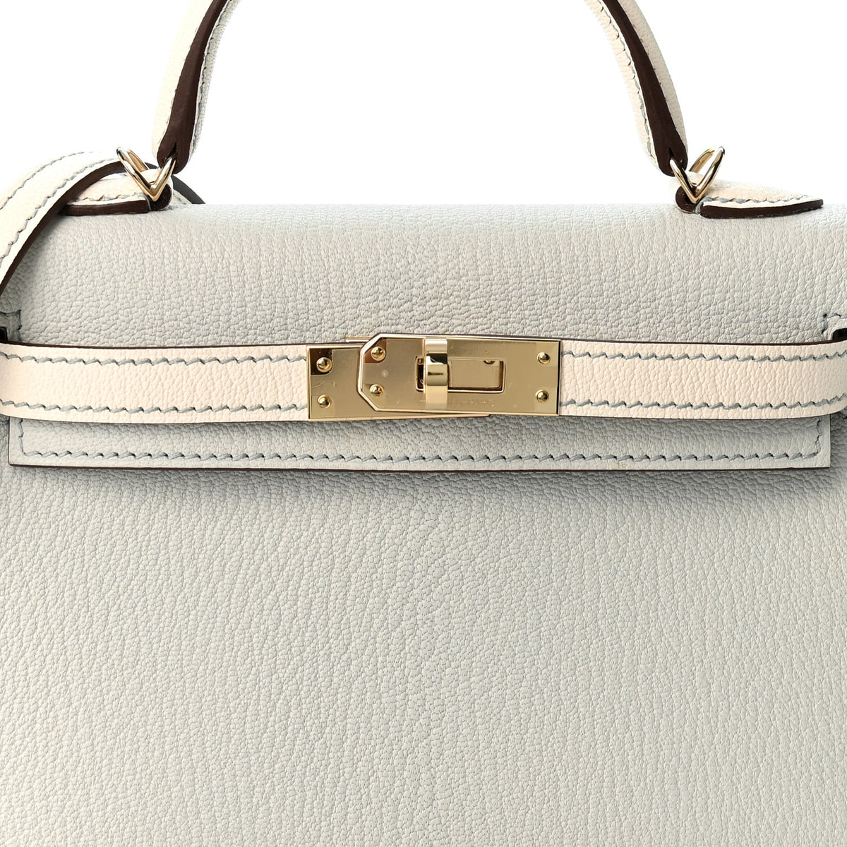 Hermes Chevre Mysore Horseshoe Mini Kelly Sellier 20 Gris Platine Nata 8 of 11