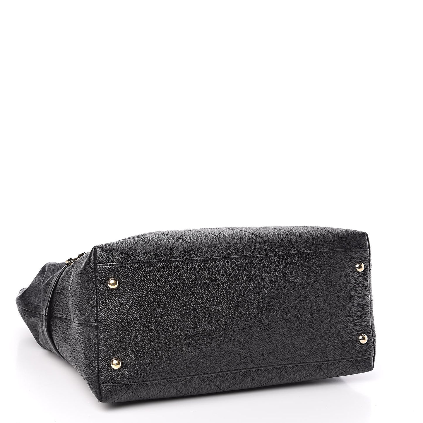 Crumpled Grained Calfskin Zip and Carry Shopping Tote Black