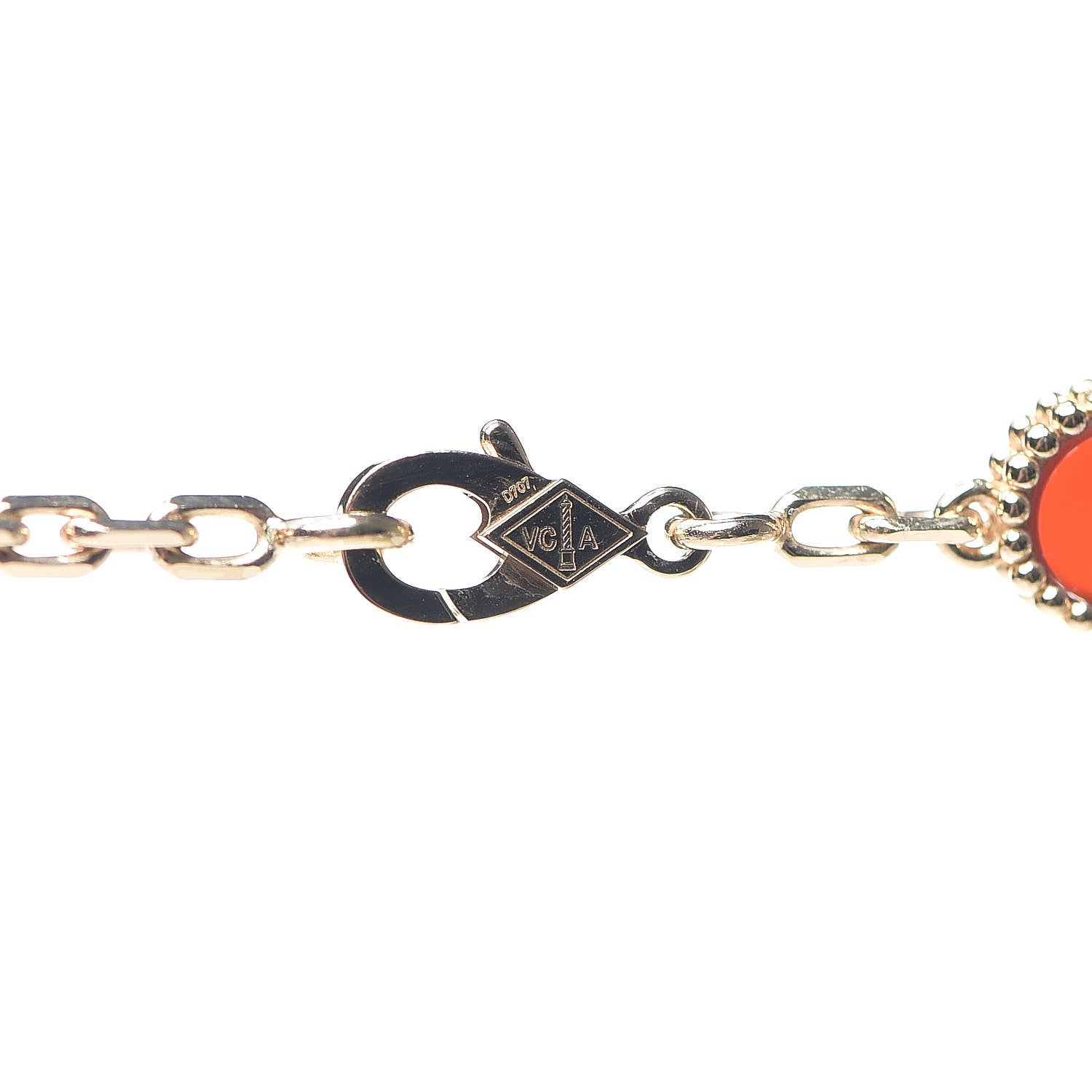 Van Cleef & Arpels 18K Yellow Gold Carnelian 10 Motifs Vintage Alhambra Necklace 4 of 6