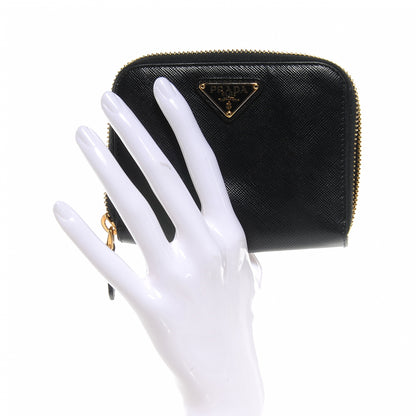 Prada Saffiano Compact Zip Around Wallet Black 2 of 8