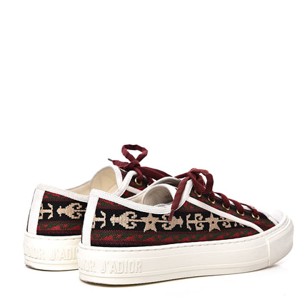 Christian Dior Canvas Bohemian Embroidered Womens Walk'N'Dior Low Top Sneakers 37.5 Black 4 of 10