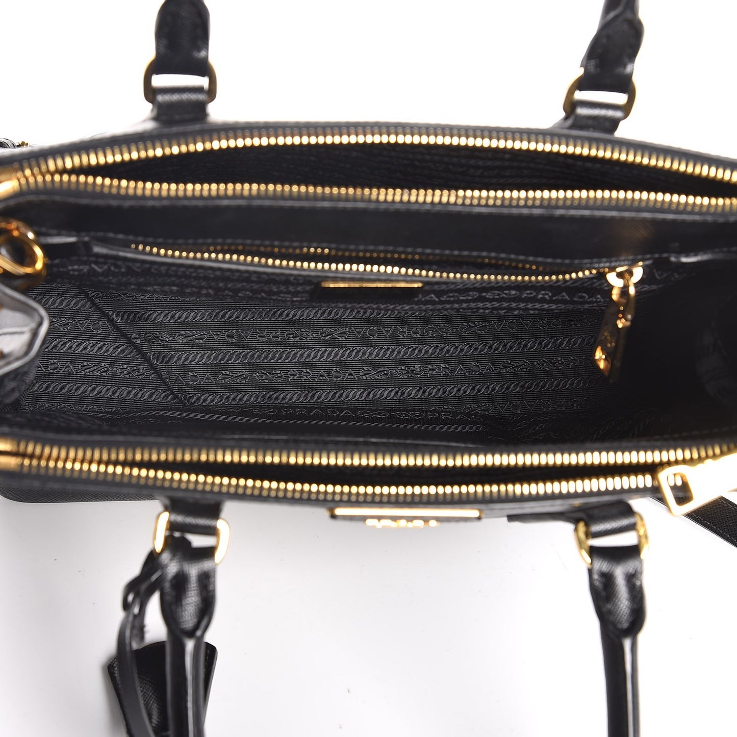 Saffiano Small Galleria Double Zip Tote Black