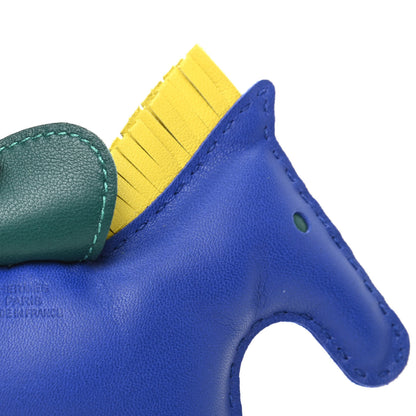 Hermes Milo Lambskin Grigri Rodeo Horse Bag Charm MM Bleu Electrique Malachite Lime 3 of 4