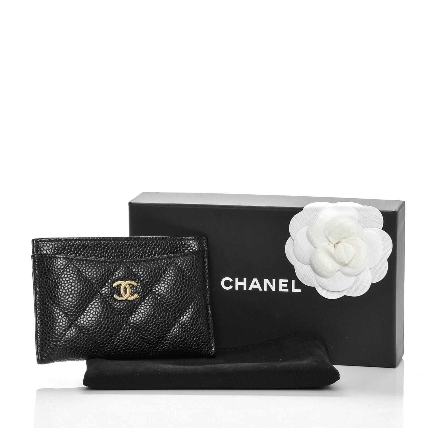Caviar Quilted Card Holder Black