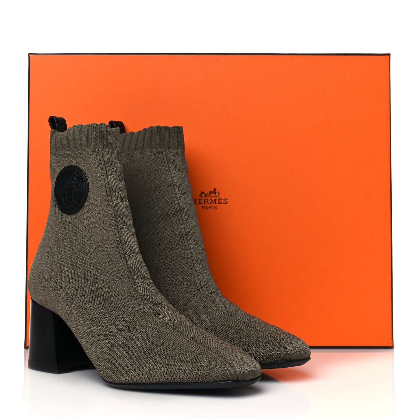 Knit Calfskin Volver 60 Ankle Boots 37.5 Vert Sapin
