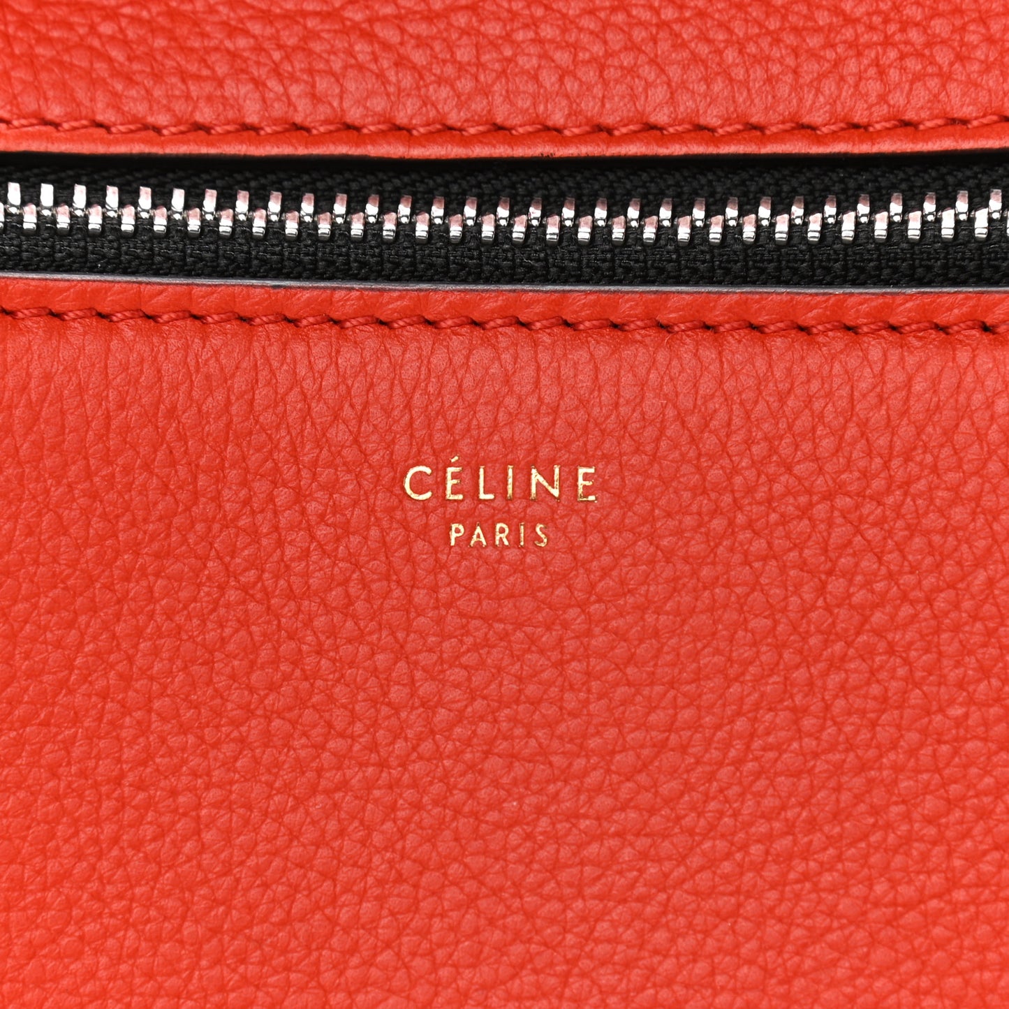 Grained Calfskin Medium Edge Shoulder Bag Vermillion