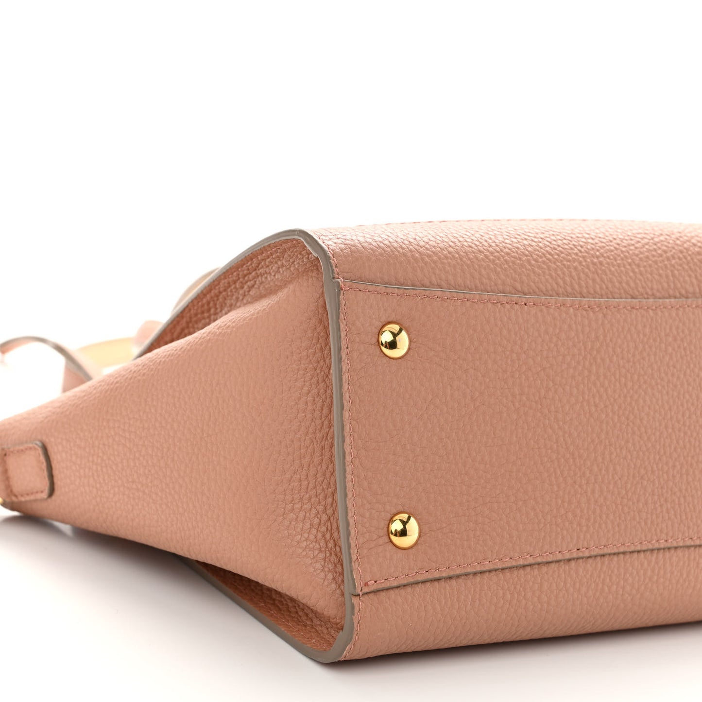 Grained Calfskin Double Handle Small Amy Tote Beige Pink Gold