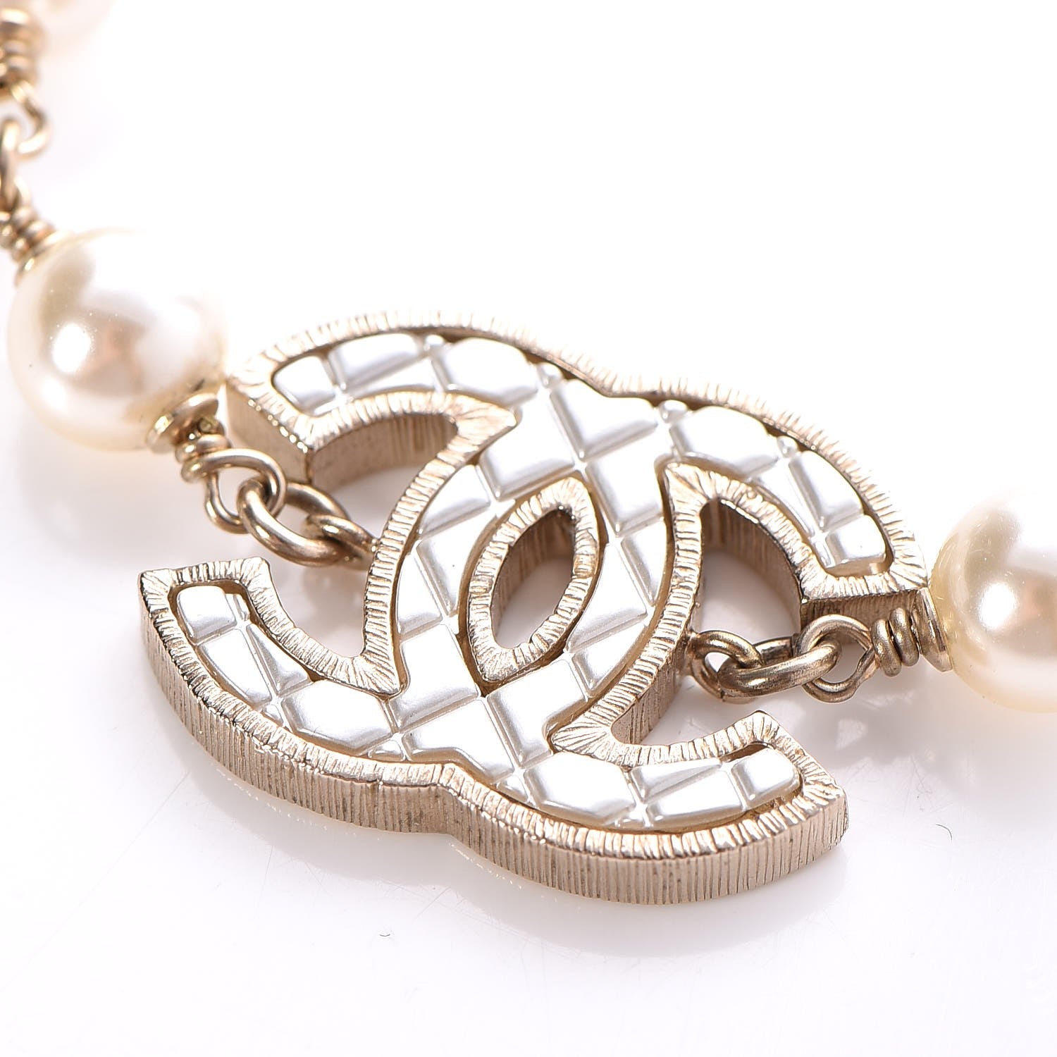 Chanel Pearl Metal Quilted CC Bracelet Gold 4 of 6