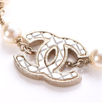 Chanel Pearl Metal Quilted CC Bracelet Gold 4 of 6