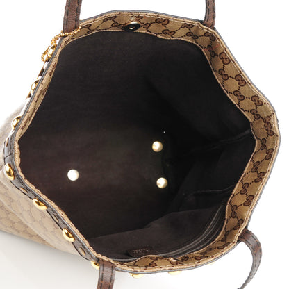 Gucci Crystal Monogram Medium Babouska Vertical Shopping Tote Dark Brown 5 of 9
