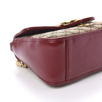Gucci Monogram Glazed Calfskin Matelasse Diagonal Mini GG Marmont Top Handle Shoulder Bag Beige Ebony New Cherry Red 6 of 10