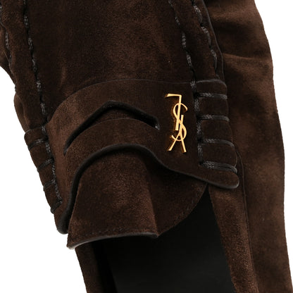 Saint Laurent Suede Le Loafer 15 Penny Slippers 40 Dark Chocolate 8 of 10
