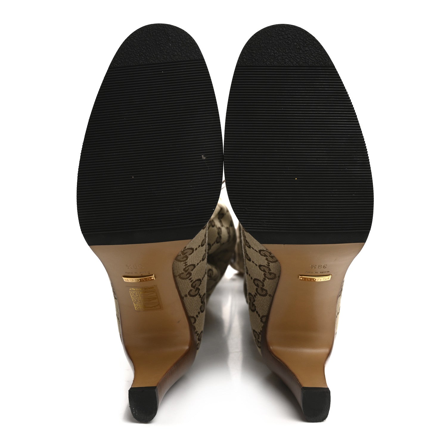 Gucci Monogram Over the Knee Boots 39.5 Beige Ebony 5 of 7