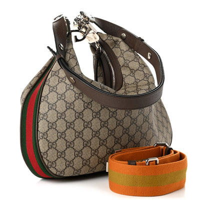 Gucci GG Supreme Monogram Textured Calfskin Web Large Attache Shoulder Bag Beige Ebony New Acero 3 of 10