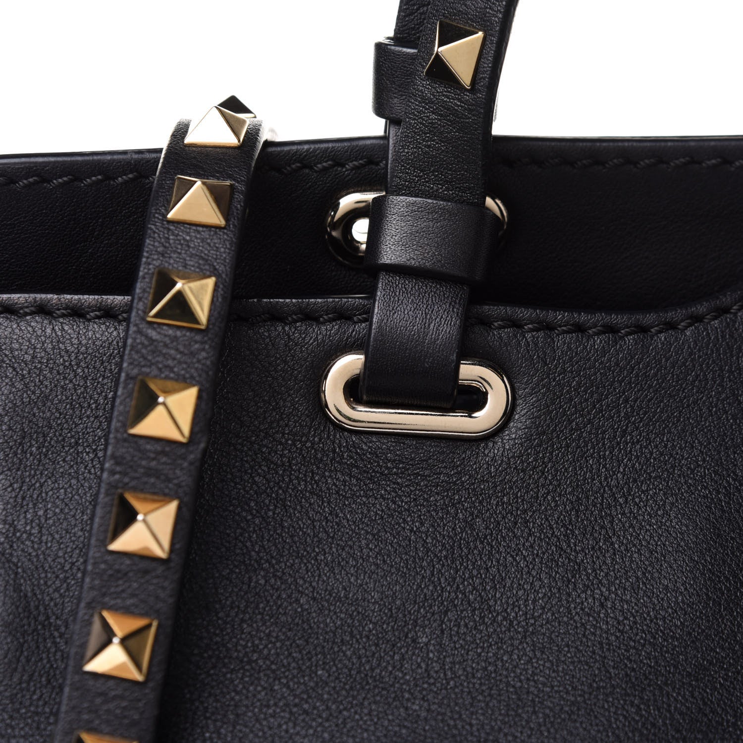 Valentino Garavani Vitello Medium Rockstud Tote Black 9 of 15