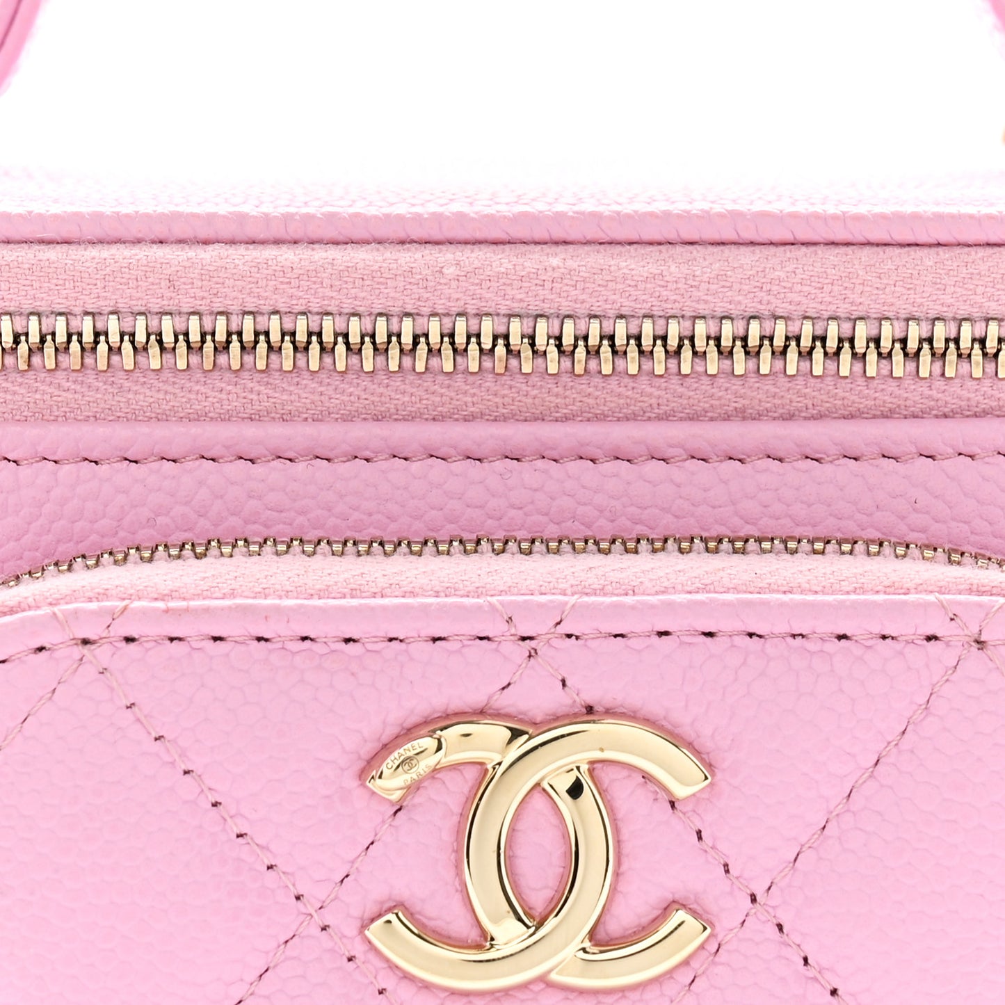 Caviar Quilted Top Handle Pocket Vanity Case Lilac