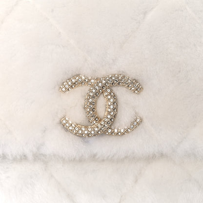 Chanel Shearling Lambskin Crystal Strass Flap White 10 of 11