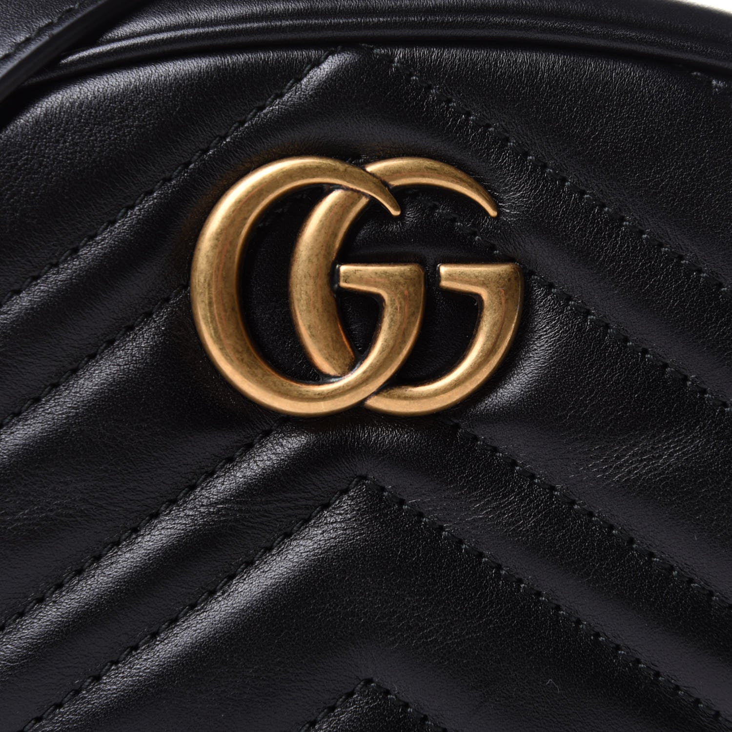 Gucci Calfskin Matelasse GG Marmont Belt Bag 85 34 Black 11 of 14