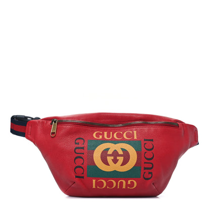 Gucci Grained Calfskin Logo Belt Bag Hibiscus Red 1 of 9