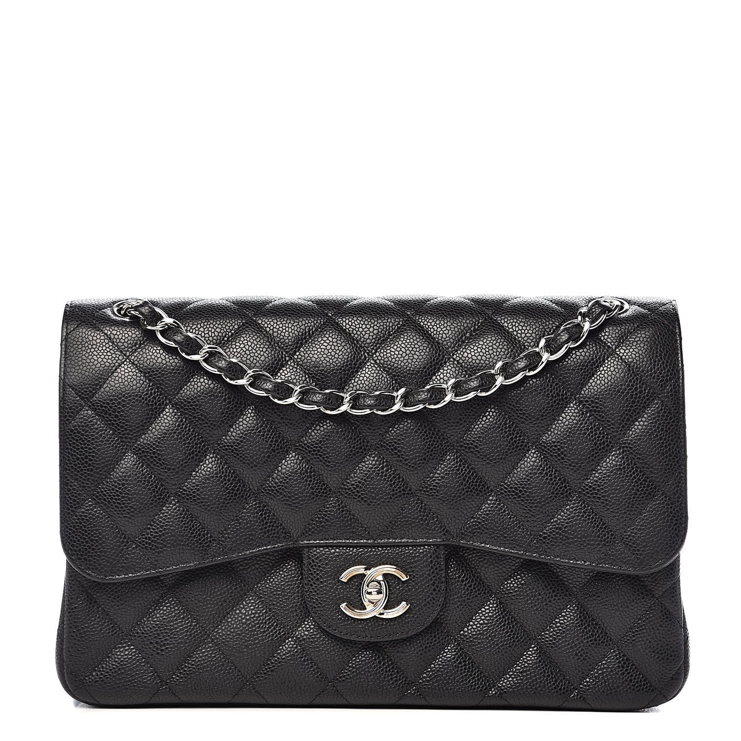 Caviar Quilted Jumbo Double Flap Black