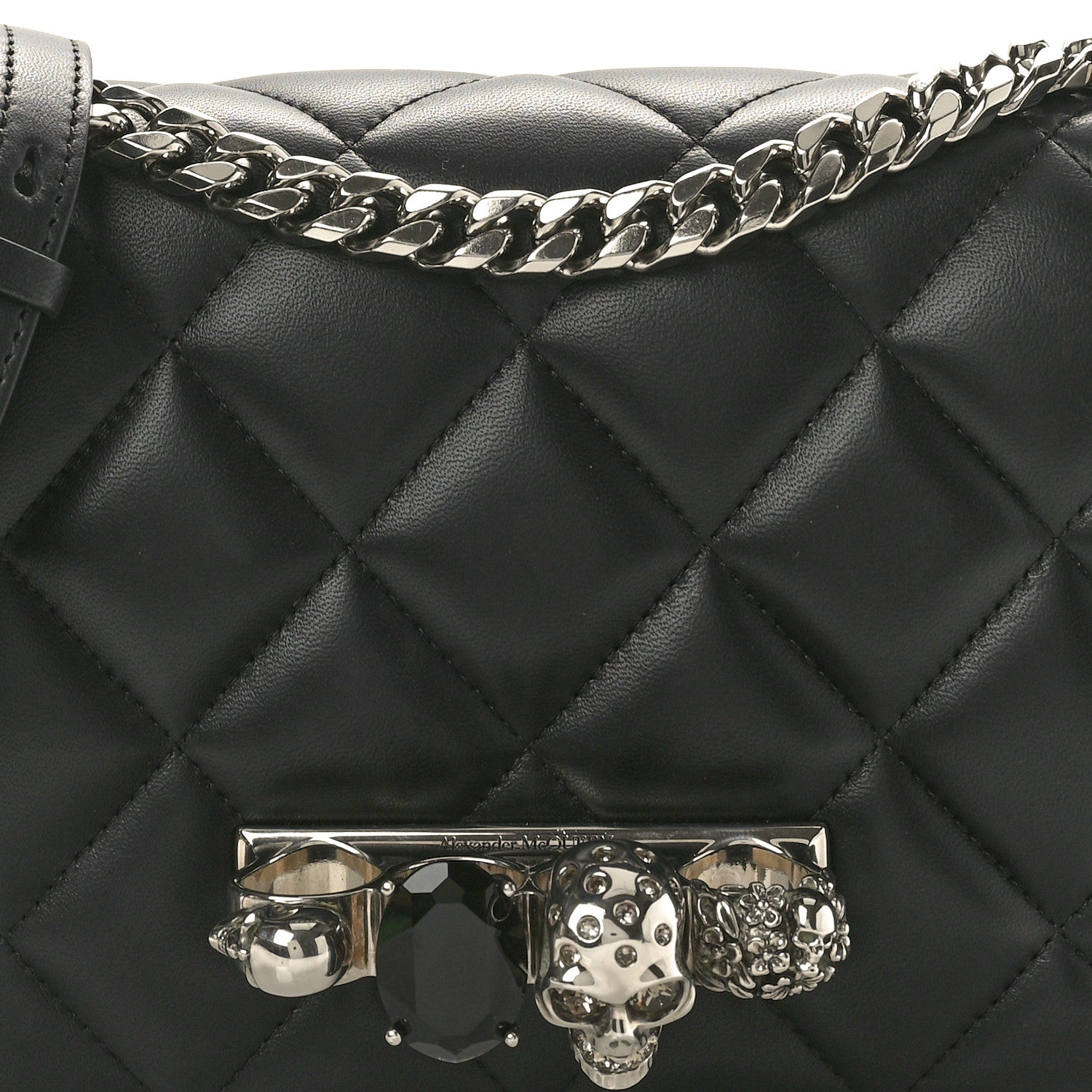Alexander McQueen Lambskin Quilted Knuckle Shoulder Bag Black 7 of 9